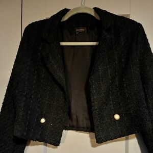 storets Black Cropped Tweed Blazer
